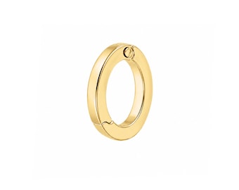 Oval Charm Enhancer Pendant 14K Solid Gold Lock Connector: For Chains, Charm Bracelets, Layering Necklaces, Pendant Bails, Everyday Wear