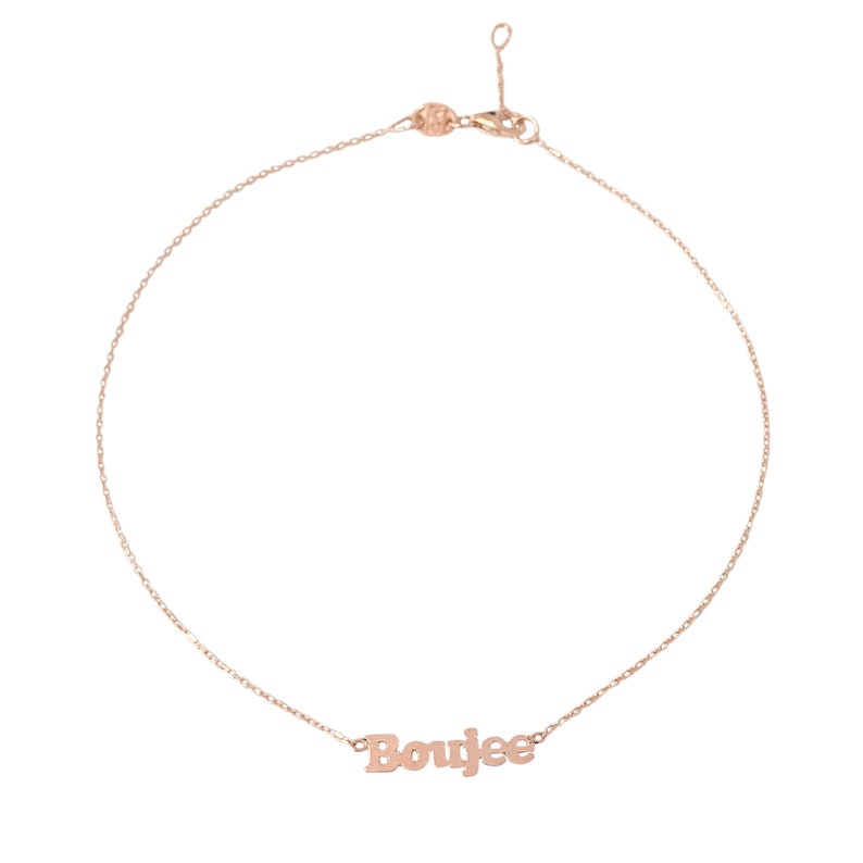 Personalized Nameplate 14K Solid Gold Ankle Bracelet / Anklet Etsy