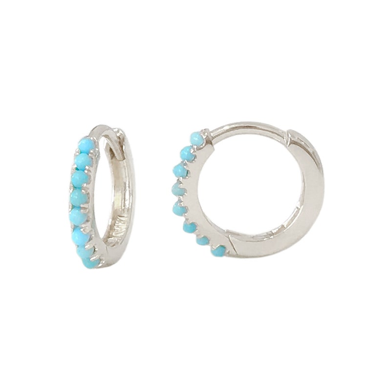 Turquoise Pavé Gold Huggie Earrings