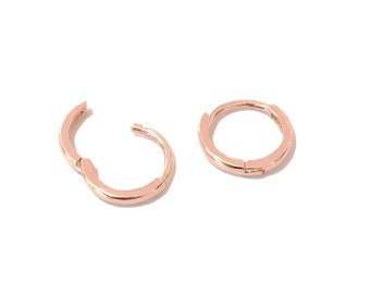 8mm (5/16") XS Size 14K Solid Gold Huggie Hinged Hoop Round Earrings (for Cartilage, Conch, Helix, Lip, Nose, Rook, Septum, Tragus Piercing)