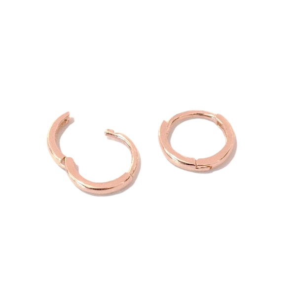 8mm (5/16") XS Size 14K Solid Gold Huggie Hinged Hoop Round Earrings (for Cartilage, Conch, Helix, Lip, Nose, Rook, Septum, Tragus Piercing)