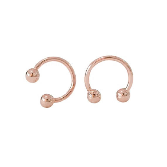 Circular Barbell 14K Solid Gold Earrings horseshoe Screw Back Ball Earlobe,  Cartilage, Daith, Nose, Septum, Nipple, Rook, Tragus Piercing - Etsy