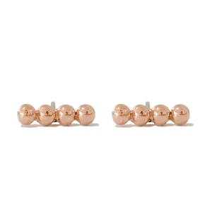 Ball Bar 14K Solid Gold Stud Earring (Dotted Boho Dainty Studs for Cartilage, Earlobe, Helix, Tragus Piercings) {as Single or Pair of Studs}