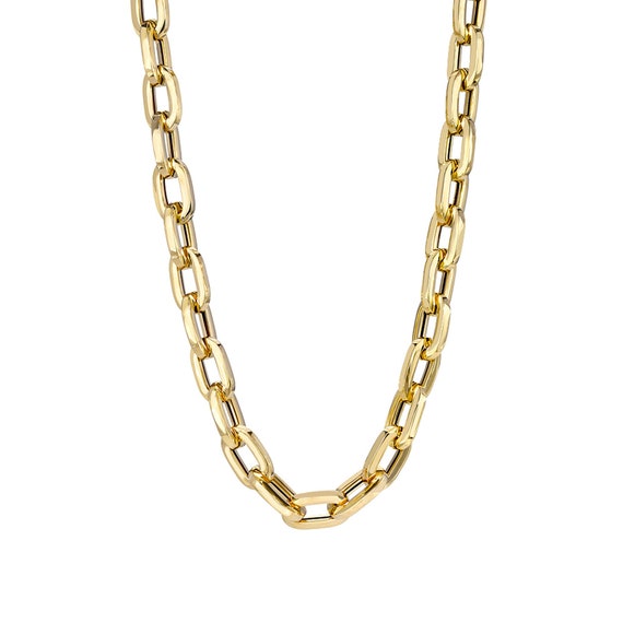 Thick Flat Oval Link 14K Solid Gold 