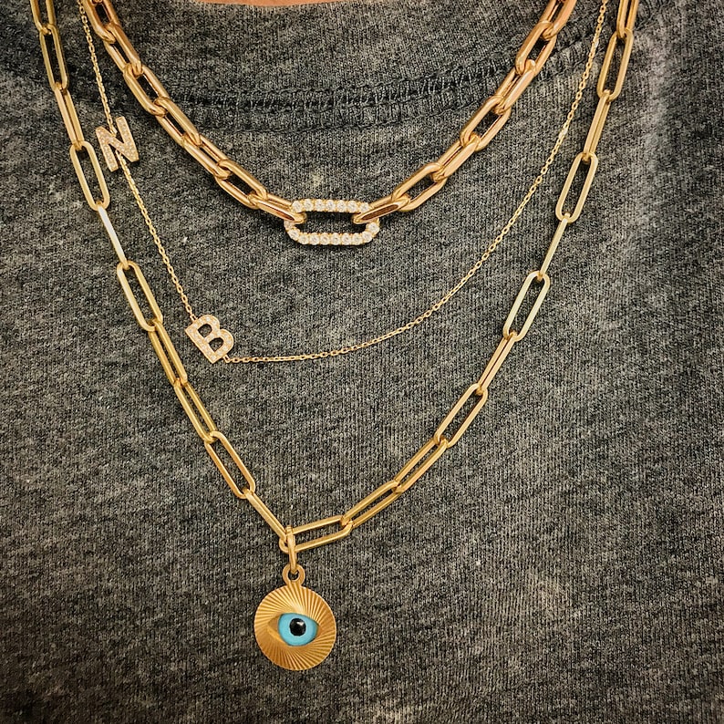 Danty 14k Sold Gold Evl Eye Necklace Personalzed Evl Eye - Etsy