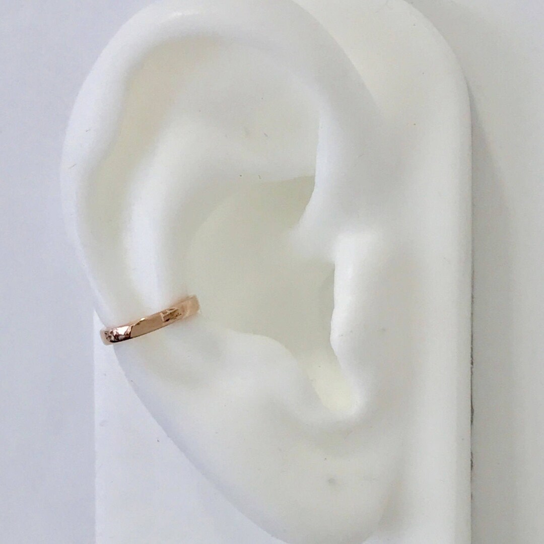 14K Solid Gold Pierce-less Ear Cuff: Unisex Slip on Hoop in Real 14K ...