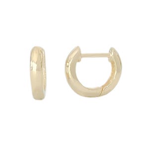 Thick 14K Solid Gold Huggie Hinged Hoop Earring Cuff, 10mm Outer x 6mm Inner Diameter (Cartilage, Helix, Nose, Tragus & 2nd Hole Piercings)