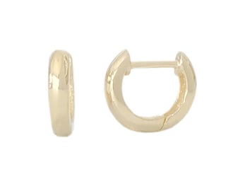 Thick 14K Solid Gold Huggie Hinged Hoop Earring Cuff, 10mm Outer x 6mm Inner Diameter (Cartilage, Helix, Nose, Tragus & 2nd Hole Piercings)