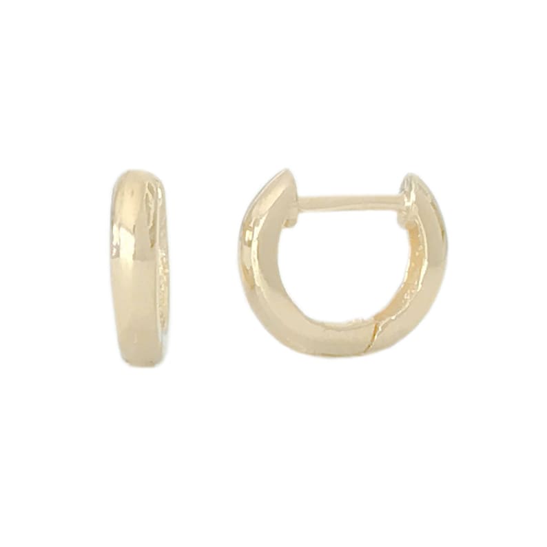 Thick 14K Solid Gold Huggie Hinged Hoop Earring Cuff, 10mm Outer x 6mm Inner Diameter (Cartilage, Helix, & 2nd Hole Piercings) 14K Yellow Gold