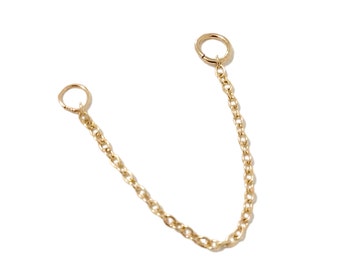 Convertible Dangle Chain 14K Solid Gold Earring Jacket (Front to Back Dainty Ear Charm Accessory for Earrings){Great for Multiple Piercings}