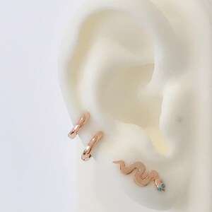 Thick 14K Solid Gold Huggie Hinged Hoop Earring Cuff, 10mm Outer x 6mm Inner Diameter (Cartilage, Helix, & 2nd Hole Piercings) image 6