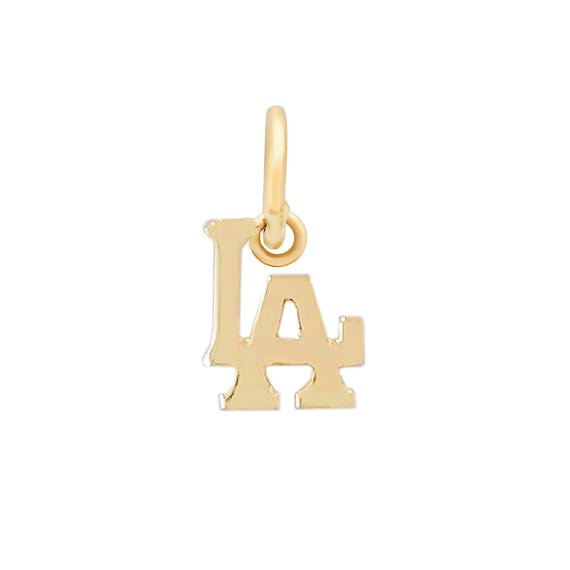 LAロゴチャーム14Kソリッドゴールドネックレス：ロサンゼルス 