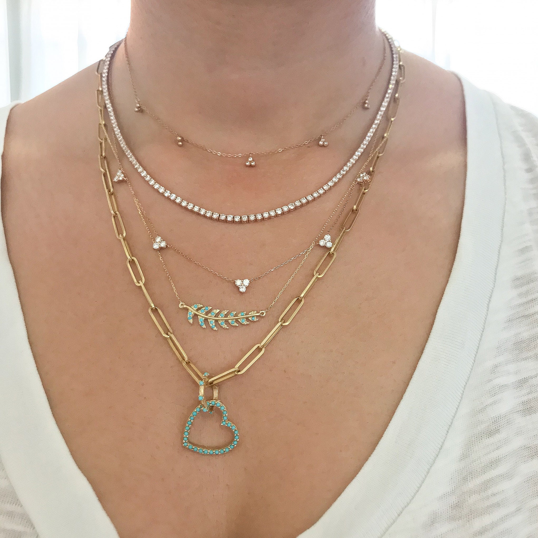 Split Oval Link & Double Thin Chain Necklace