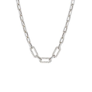 Thick Oval Diamond Link 14K Solid Gold Italian Chain Link Necklace ...