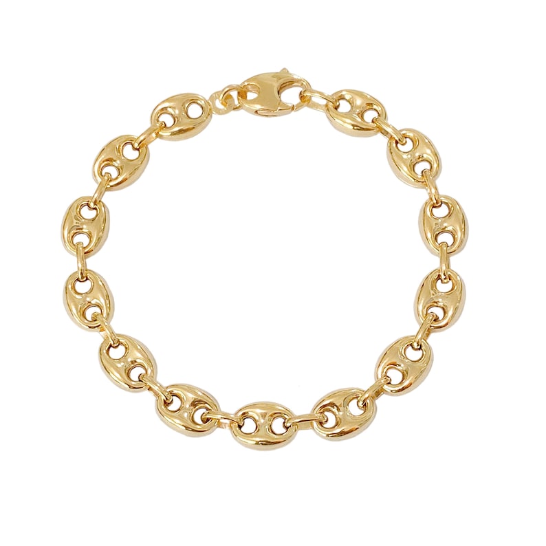 Mariner Link 14K Solid Gold Italian Chain Link Bracelet 7.5mm Etsy