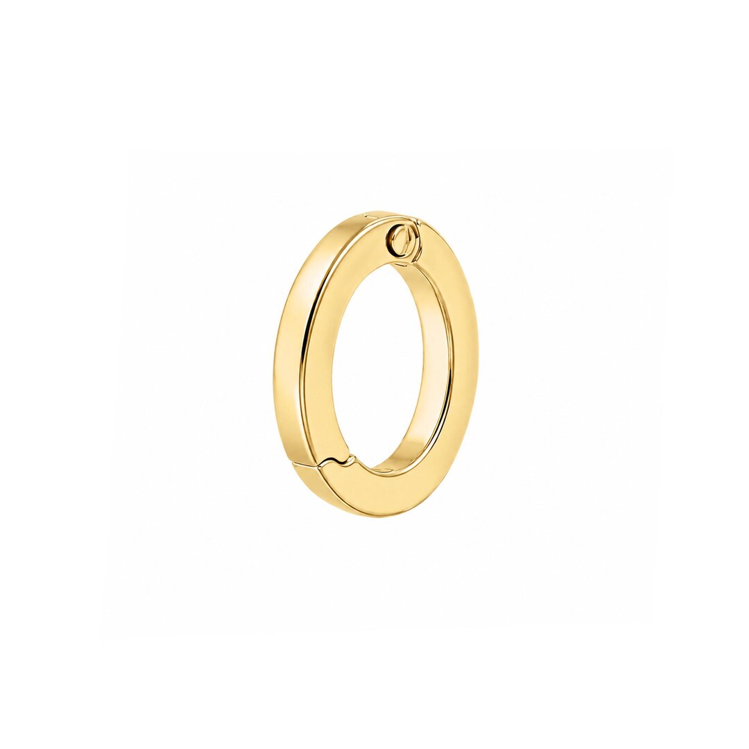 Oval Charm Enhancer 14K Solid Gold Pendant Lock (real 14K Solid Gold ...