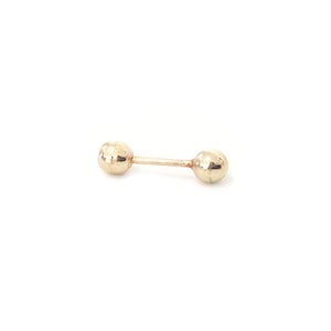 XS Size Barbell SINGLE Stud 14K Gold Hollow Earring (Perfect for Cartilage, Conch, Daith, Helix, Rook, Tragus Piercing) Bananabell Balls