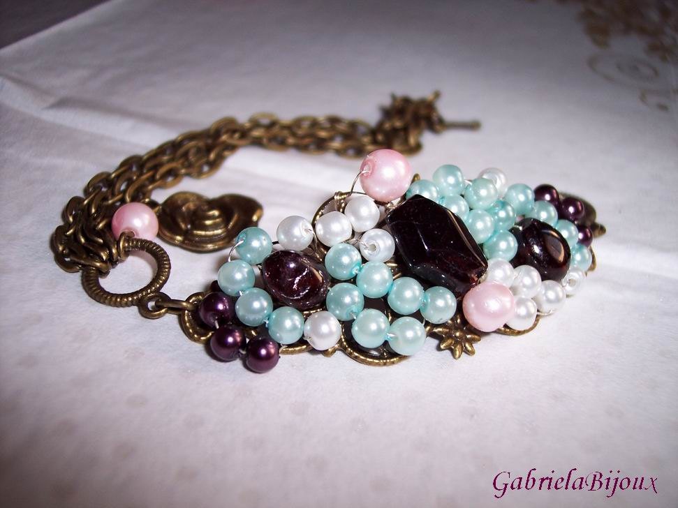 Victorian Lady Garnet Pearls Antiqued Gold Bracelet Earrings | Etsy