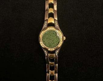 Moss Art Wristwatch: Upcycled Fossil Relic Watch for Nature Lovers