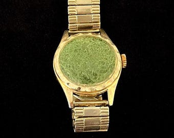 Moss Art Wristwatch: Upcycled Vintage Pewter-Colored Nature Watch