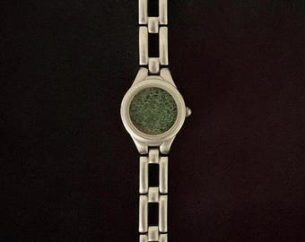 Upcycled Moss Art Wristwatch: Vintage Metal Nature Watch