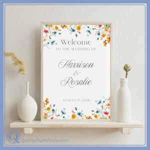 Wildflower Welcome Sign: Spring Watercolor Floral Decor (Editable Canva Template - Instant Digital Download)