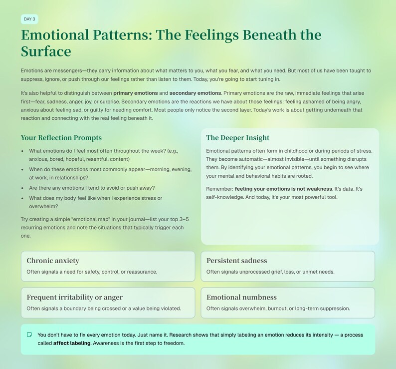 30 Day Mindset Reset Challenge Workbook, Self Improvement Planner ...