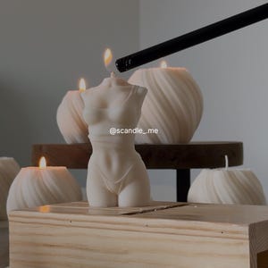 Bougie sculpturale pour le corps | Bougie décorative en cire de soja | Décoration d'intérieur minimaliste | Cadeau fait main pour elle