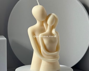 Candela scultura di coppia fatta a mano / Decorazione moderna per la casa in cera di soia