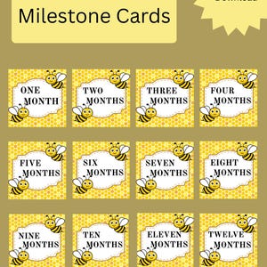 Cartes jalons bourdons | cartes bébé | cartes mensuelles | imprimable | cartes de vœux | accessoires photo