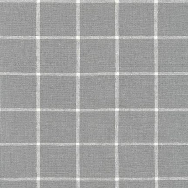 Steel Grey and White Windowpane Plaid Yarn Dyed Linen, Essex Yarn Dyed Classics Collection By Robert Kaufman