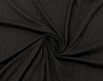Solid Black Poly Spandex 4 Way Stretch 8x3 Rib Knit