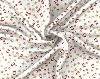 Red Mint Kelly Green and Tan Milk and Cookies Print Fabric, Sweets by Bri PowellPrint on Demand Fabric