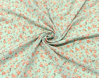Mint Tonal Coral and Taupe Floral Air Flow Fabric