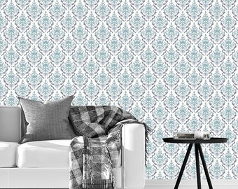 Dragonfly Damask BluesPeel and Stick Wallpaper
