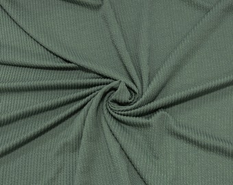 Dusty Olive Green Jacquard Double Knit Rib Fabric