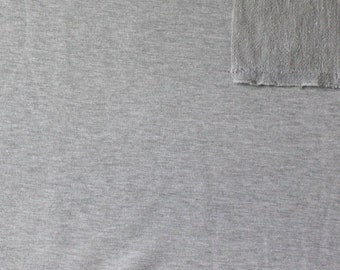 Solid Light Heather Grey 4 Way Stretch French Terry Knit Fabric With Spandex