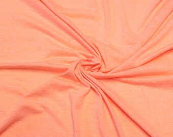 Heathered Neon Coral Tri-Blend Jersey Knit Fabric