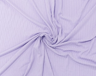Solid Lavender Purple Poly Spandex 4 Way Stretch 8x3 Rib Knit