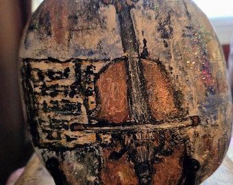 Hand Painted Violin rock with stand, Violin