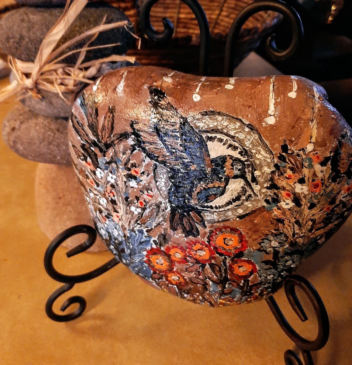 Painted Rocks Hummingbird with large stand