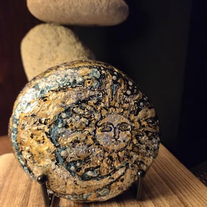 Sun and Moon painted rock with stand, sun and moon gifts