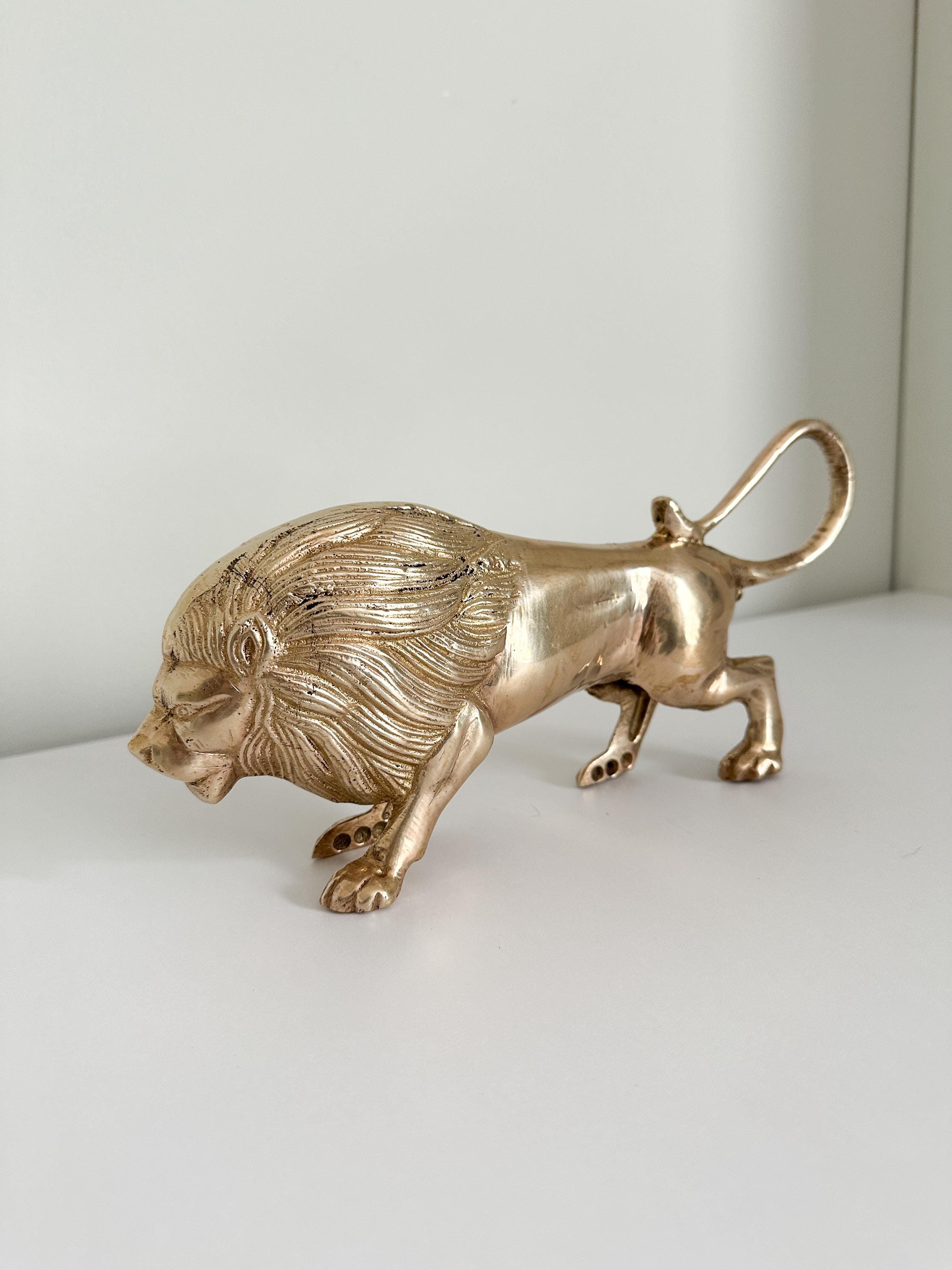 Brass Lion | Animal Figurine | Vintage Decor - Etsy