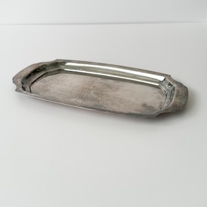 Vintage Silver Plated Serving Tray | Rectangular Vanity Catchall Dish