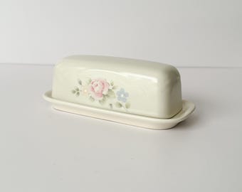 Vintage Pfaltzgraff Tea Rose Butter Dish with Lid | Cottagecore Farmhouse Kitchen Tableware