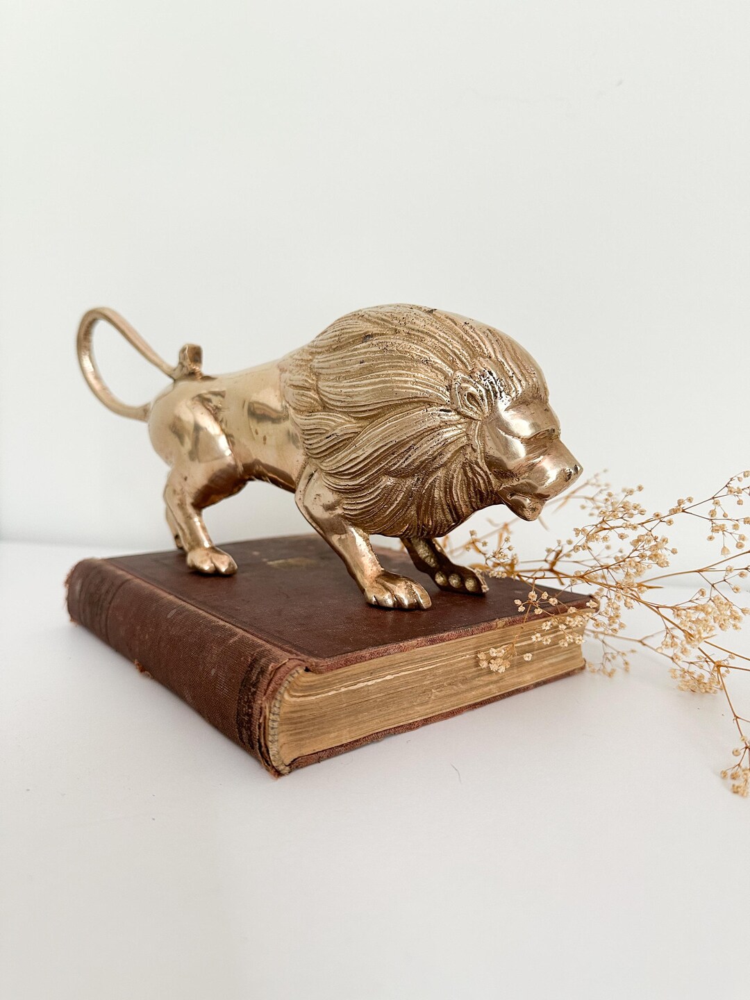 Brass Lion | Animal Figurine | Vintage Decor - Etsy