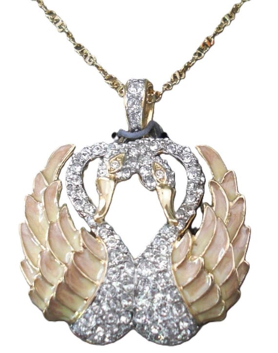 Nolan Miller Nestling Double Swan Pendant Necklac… - image 2