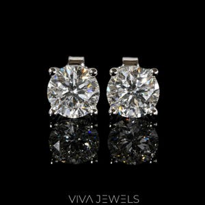 VVS1 2CT Moissanite Solitare Stud Earrings White Gold Plated, 8mm