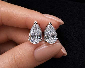 Lab Created Diamond Pear Cut Earrings (1-2ct) S925 Sterling Silver White Gold Plated