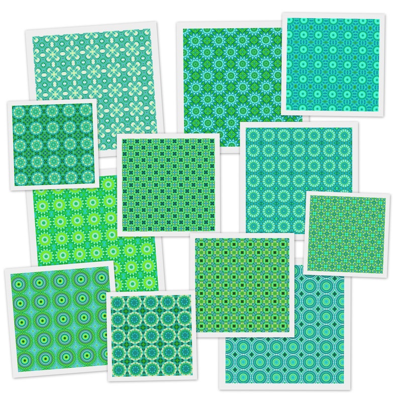12x12 Green Scrapbooking Paper Pack Digital Paper Collection Etsy